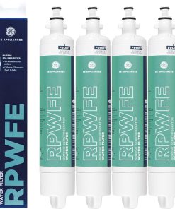 GE RPWFE Refrigerator Water Filter, and 50+ Other Impurities, Replace Every 6 Months for Best Results, Pack of 4